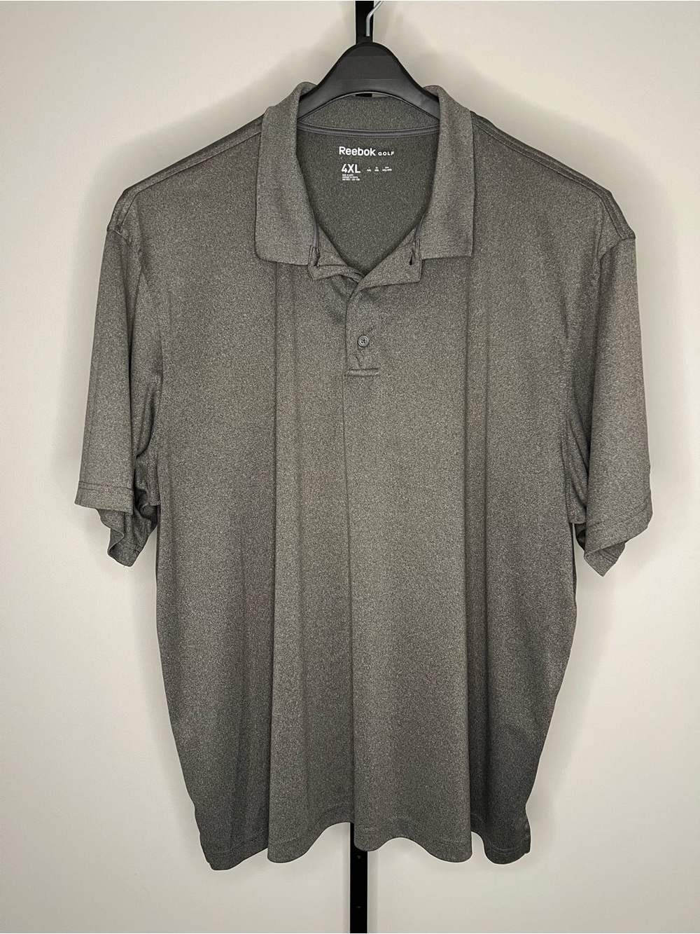 Men’s Reebok Golf Heather Gray & Black Quick Dry Polo Shirt - Sz 4XL (EXC COND)